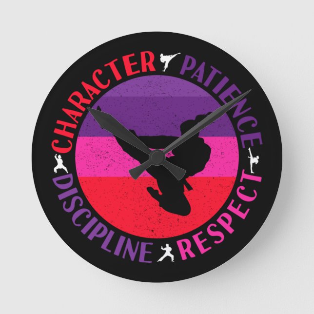 Relógio Redondo Valores Essenciais das Artes Marciais - Karate (Frente)