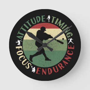 Relógio Redondo Valores Motivacionais da Equipe de Baseball