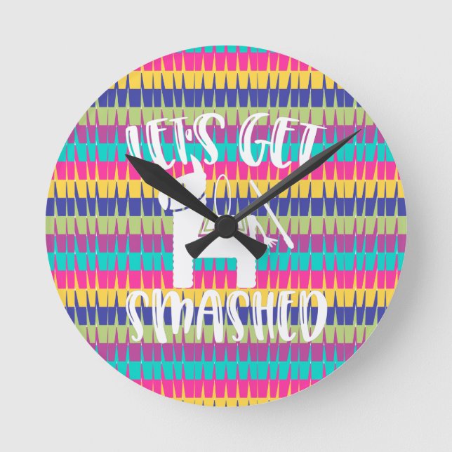 Relógio Redondo Vamos Ser Esmagados, Pinata (Frente)