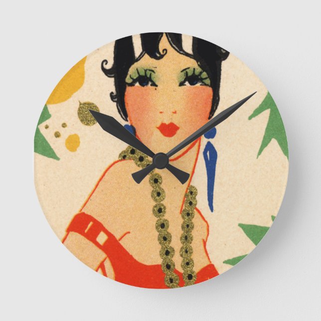 Relógio Redondo Vamp do art deco, Flapper do 1920 (Frente)