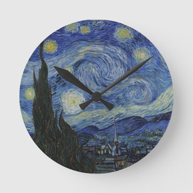 Relógio Redondo Van Gogh Starry Night Wall (Frente)