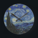 Relógio Redondo Van Gogh Starry Night Wall<br><div class="desc">Vincent van Goghs,  obra-prima de arte em um relógio para sua parede.</div>