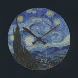 Relógio Redondo Van Gogh Starry Night Wall<br><div class="desc">Vincent van Goghs,  obra-prima de arte em um relógio para sua parede.</div>
