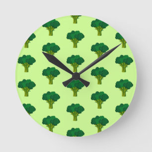Relógio Redondo Vegetal de Brócolis Verde Comida Saudável Veggie