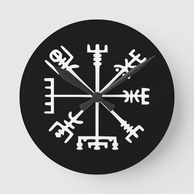 Relógio Redondo Vegvísir (Viking Compass) (Frente)