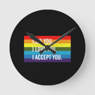 Relógio Redondo Vejo Que Te Amo Eu Aceito Sua Camisa Orgulho gay L