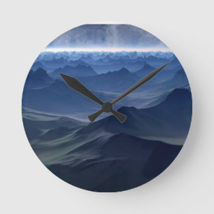 Relógio Redondo velas de bule de café do mundo azul servidas