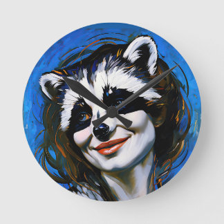 Relógio Redondo "Velka Teyani" Whispering Raccoon Trickster