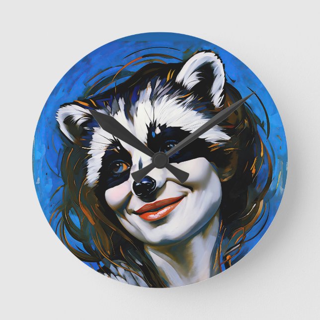 Relógio Redondo "Velka Teyani" Whispering Raccoon Trickster (Frente)