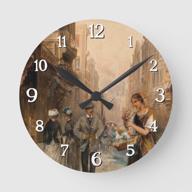 Relógio Redondo Vendedor de Flores - Emil Barbarini (Frente)