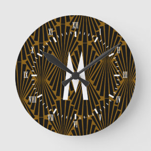 Relógio Redondo Ventiladores Finais Pretos para Deco de Arte 1920