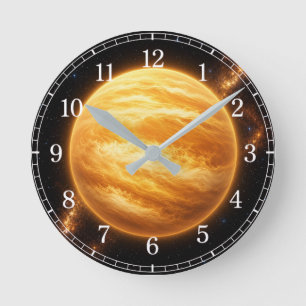 Relógio Redondo Venus Wall Clock — Space-Inspired Design