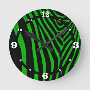 Relógio Redondo Verde da zebra