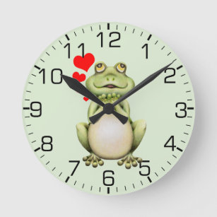 Relógio Redondo Verde de tiragem do amor do sapo