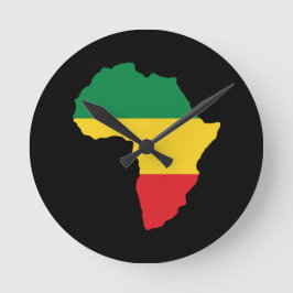 Relógio Redondo Verde, ouro & bandeira vermelha de África