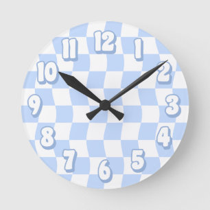 Relógio Redondo Verificador de Onda Azul-Azul-Pastel Retroativo