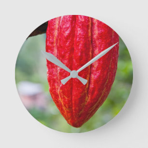 Relógio Redondo vermelho de cacau