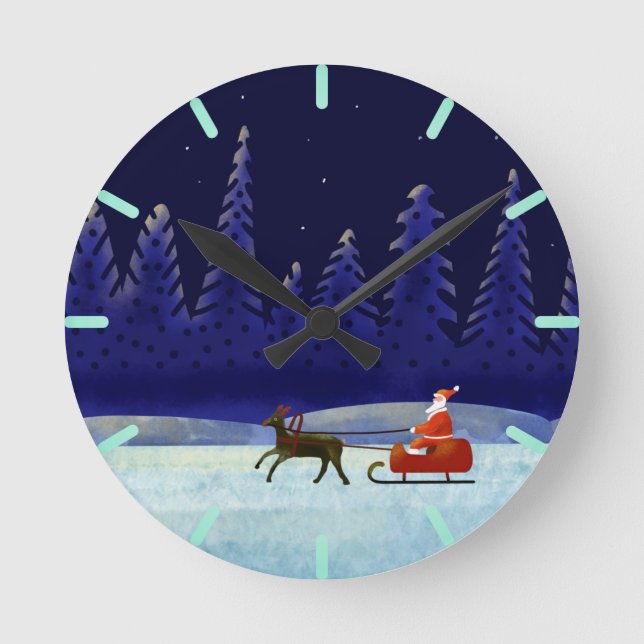 Relógio Redondo Viagem de Natal para papais noeis (Frente)