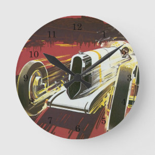 Relógio Redondo Viagens vintage Poster, Mônaco Grand Prix Auto Ra