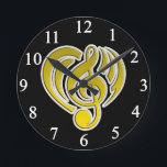 Relógio Redondo Vibrações Musical Love Yellow Heart Music Note DJ<br><div class="desc">Personalizar com qualquer texto.</div>