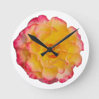 Relógio Redondo Vibrant Yellow and Pink Rose Wall Clock