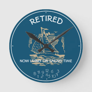 Relógio Redondo Vida Aposentada Na Hora Da Navegação Blue White 