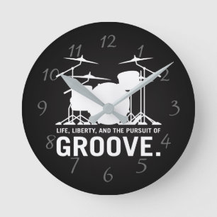 Relógio Redondo Vida, Liberdade e a busca do Groove Drum Set