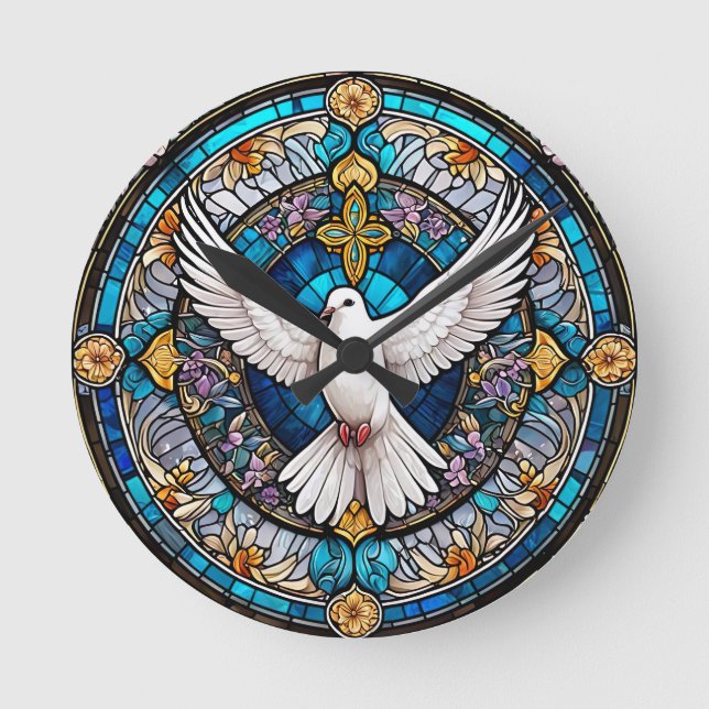 Relógio Redondo Vidro da Cruz Cristã (Frente)