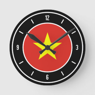 Relógio Redondo Vietnam Flag Elegante