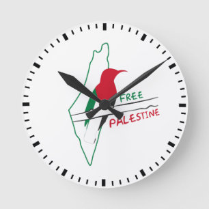 Relógio Redondo Vigilância de aves do mapa de bandeira da Palestin