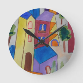 Relógio Redondo Vila abstrato de Verão