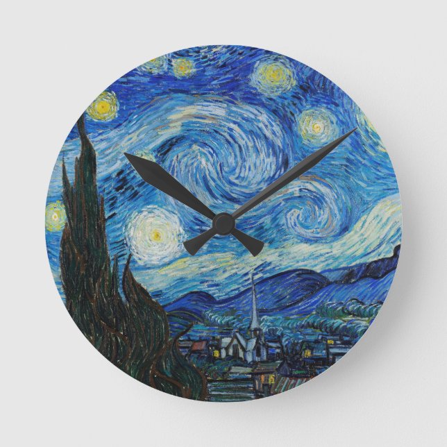 Relógio Redondo Vincent Van Gogh é a Noite Estrelada (Frente)