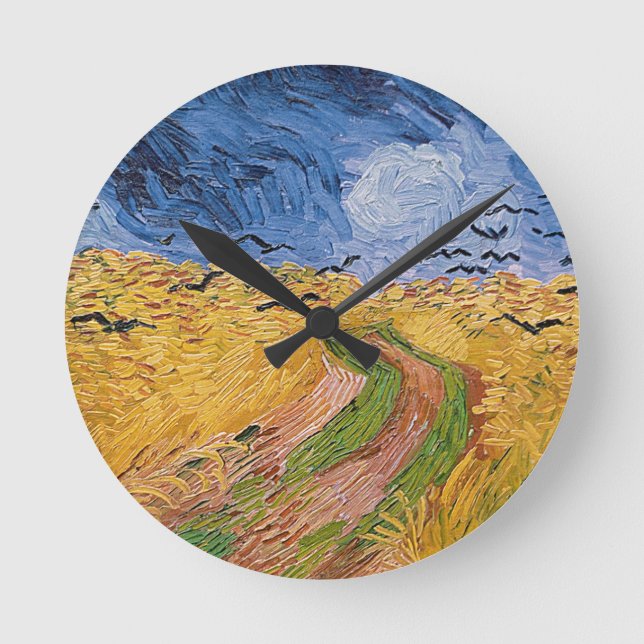 Relógio Redondo Vincent van Gogh | Wheatfield with Crows, 1890 (Frente)