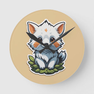 Relógio Redondo Vinheta Adorável de Raposa-Corante - Arte Animal S