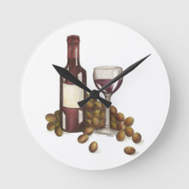 Relógio Redondo Vinho Tinto Bar Provando Vidro Vidro Vidro Vidro V