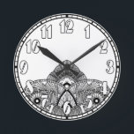 Relógio Redondo Vintage Art Deco<br><div class="desc">Estilo de Deco de Arte Vintage. Este design de arte divertida faz um presente excelente para qualquer amante de arte deco. Personalize a cor de fundo clicando no botão "Personalizar!". Selecione "Editar" e "Fundo". Escolha entre uma grande variedade de cores. Desenvolvido único, transforma o tempo numa peça de moda! Personalize...</div>