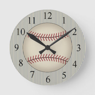 Relógio Redondo Vintage Blue Baseball Wall Clock