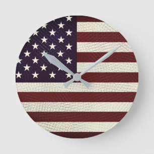 Relógio Redondo Vintage Crosshatch American Flag Stars and Stripes