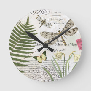 Relógio Redondo Vintage Dragonflies clock