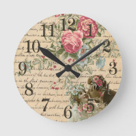 Relógio Redondo Vintage floral
