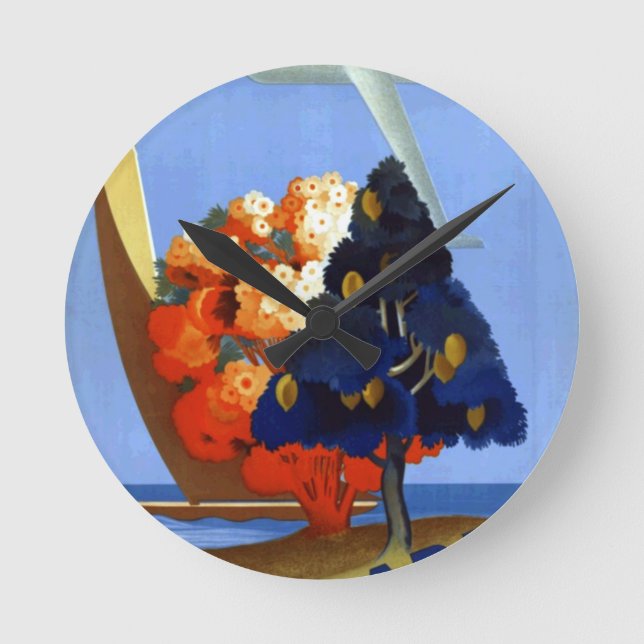 Relógio Redondo Vintage Garda Italy Europe Air Viagem (Frente)