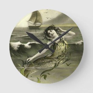 Relógio Redondo Vintage mermaid picture