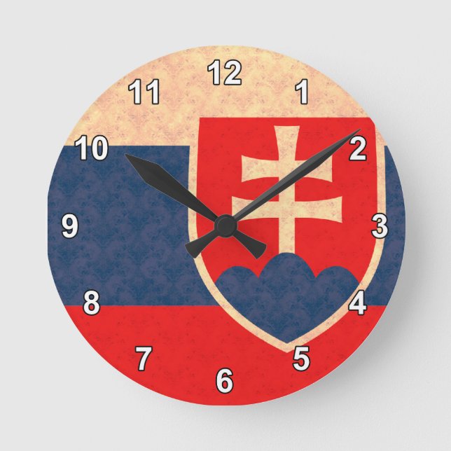 Relógio Redondo Vintage Pattern Slovak Flag (Frente)