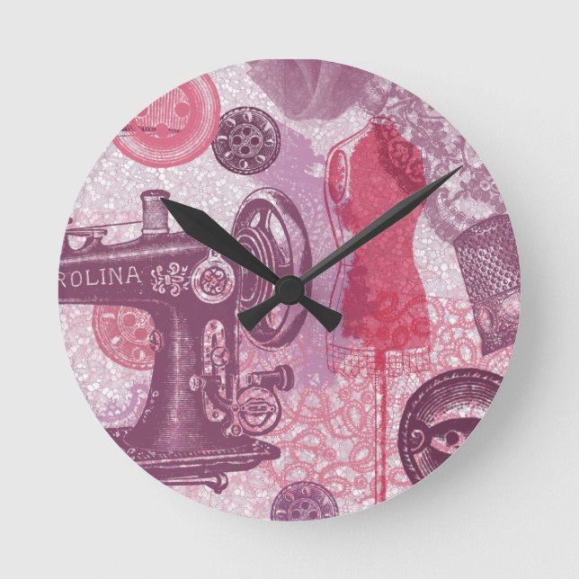 Relógio Redondo Vintage Sewing Wall Clock (Frente)