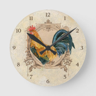 Relógio Redondo Vintage Style Country Rustic Rooster Francês