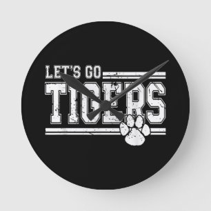 Relógio Redondo Vintage Tigers School Sports Name Retro