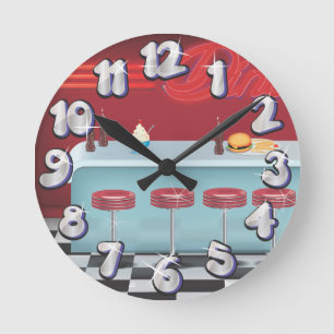 Relógio Redondo Vintage todo o comensal americano
