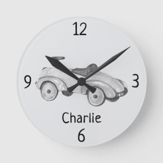 Relógio Redondo Vintage Toy Wooden Car 8-in Nursery