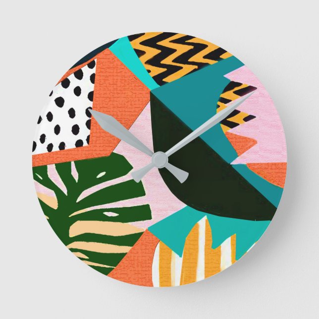 Relógio Redondo Vintage Tropical Vibes (Frente)