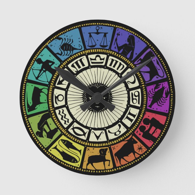 Relógio Redondo Vintage Zodiac Wheel (Frente)